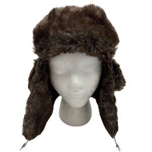Eddie Bauer Faux Fur Ski Aviator Trapper Hat S/M Blue Brown Outdoors Winter Ear